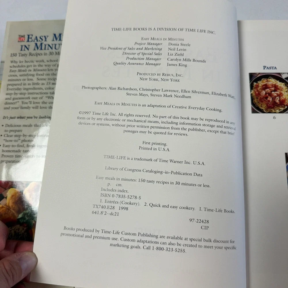 Time Life Books Easy Meals in Minutes 150 Tasty Recipes 30 Minutes‎ or Less 1998